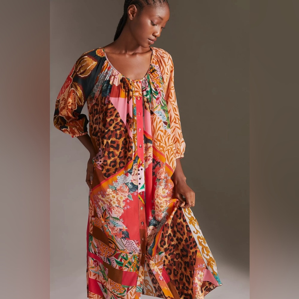 Geisha Designs Collage Midi Dress - Size S (Oversized) - Multicolor - NWT/Flawed - Picture 2 of 12